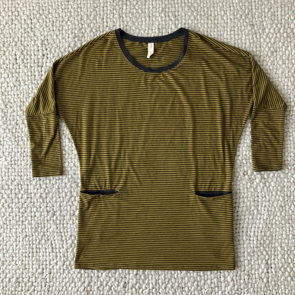 Chalet Bamboo Blend Shirt Tunic Lagenlook XS 3/4 Sleeve S Boho Artsy Comfy